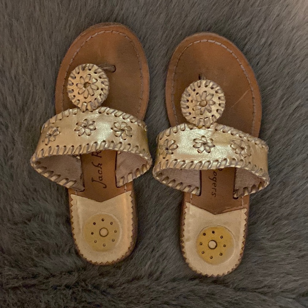 Jack Rogers Girls Miss Hamptons ll Thong Sandals In Gold- Little Kid Size 13